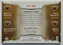 Game Used Authentic Fabrics Quads Patches #AF4-MIN Demitra/Gáborík/Bouchard/Koiv